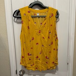 Floral Yellow Sleeveless Top